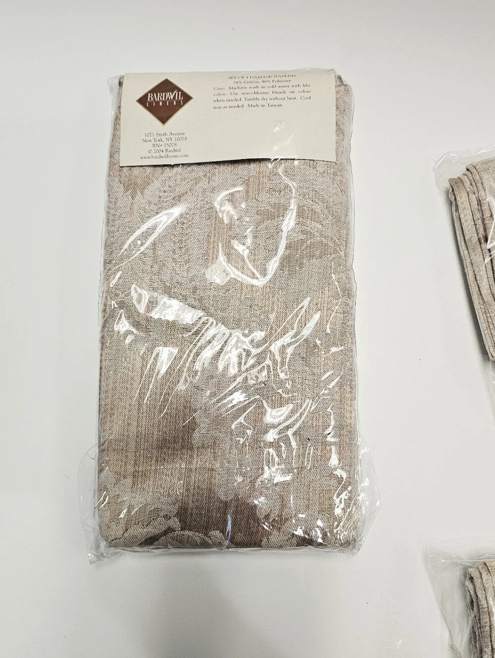 Bardwil Linens Beige Damask Dinner Napkins 20X20 Deadstock